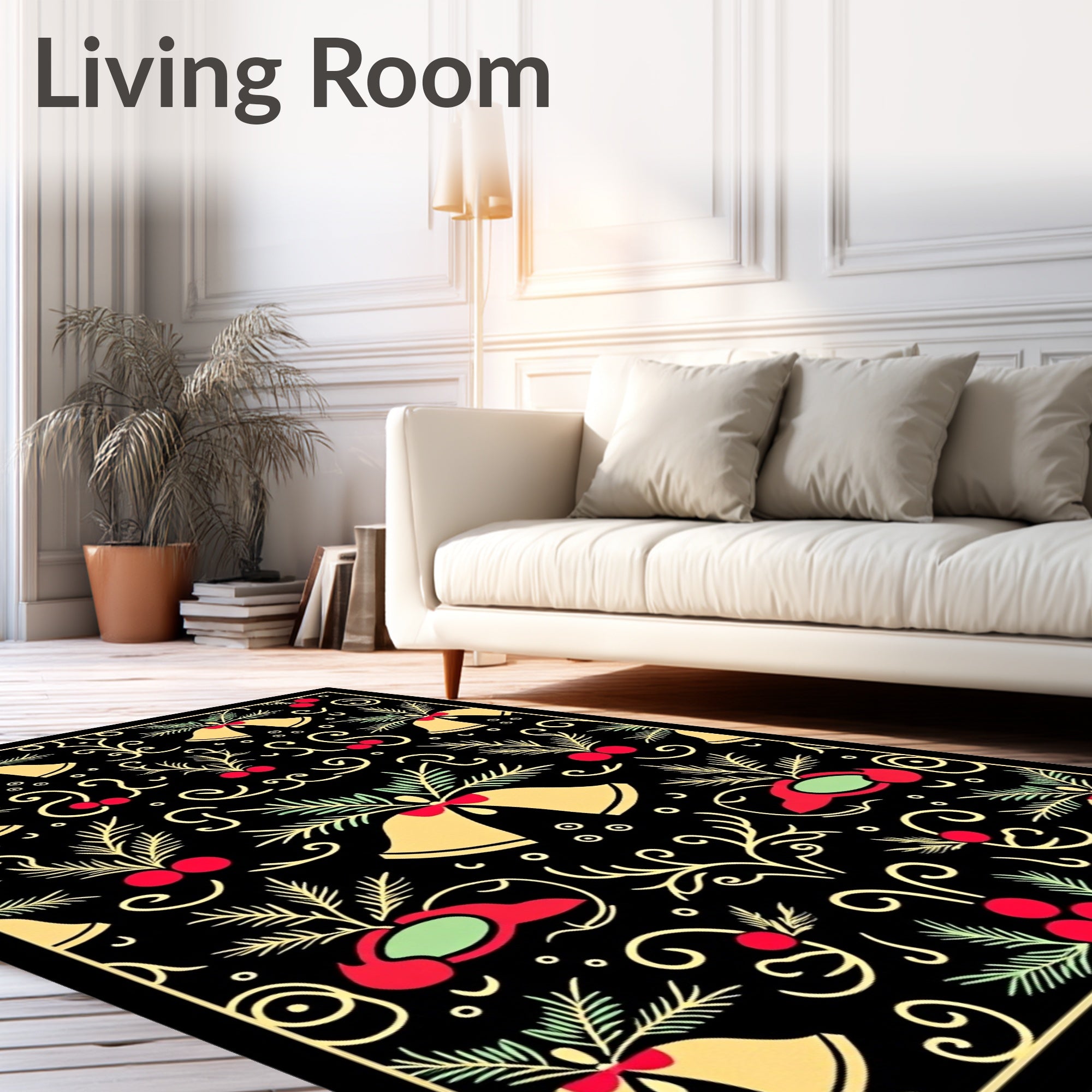 Black Red Gold Bell Holly Rug