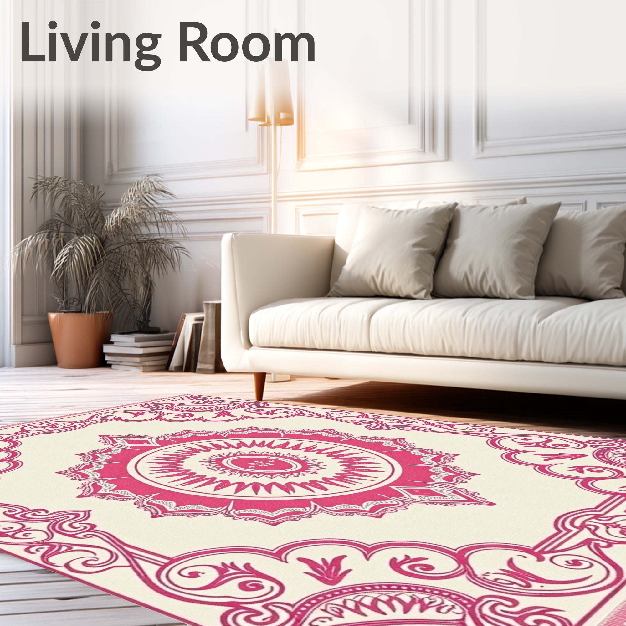 Vibrant Magenta Mandala Burst Rug