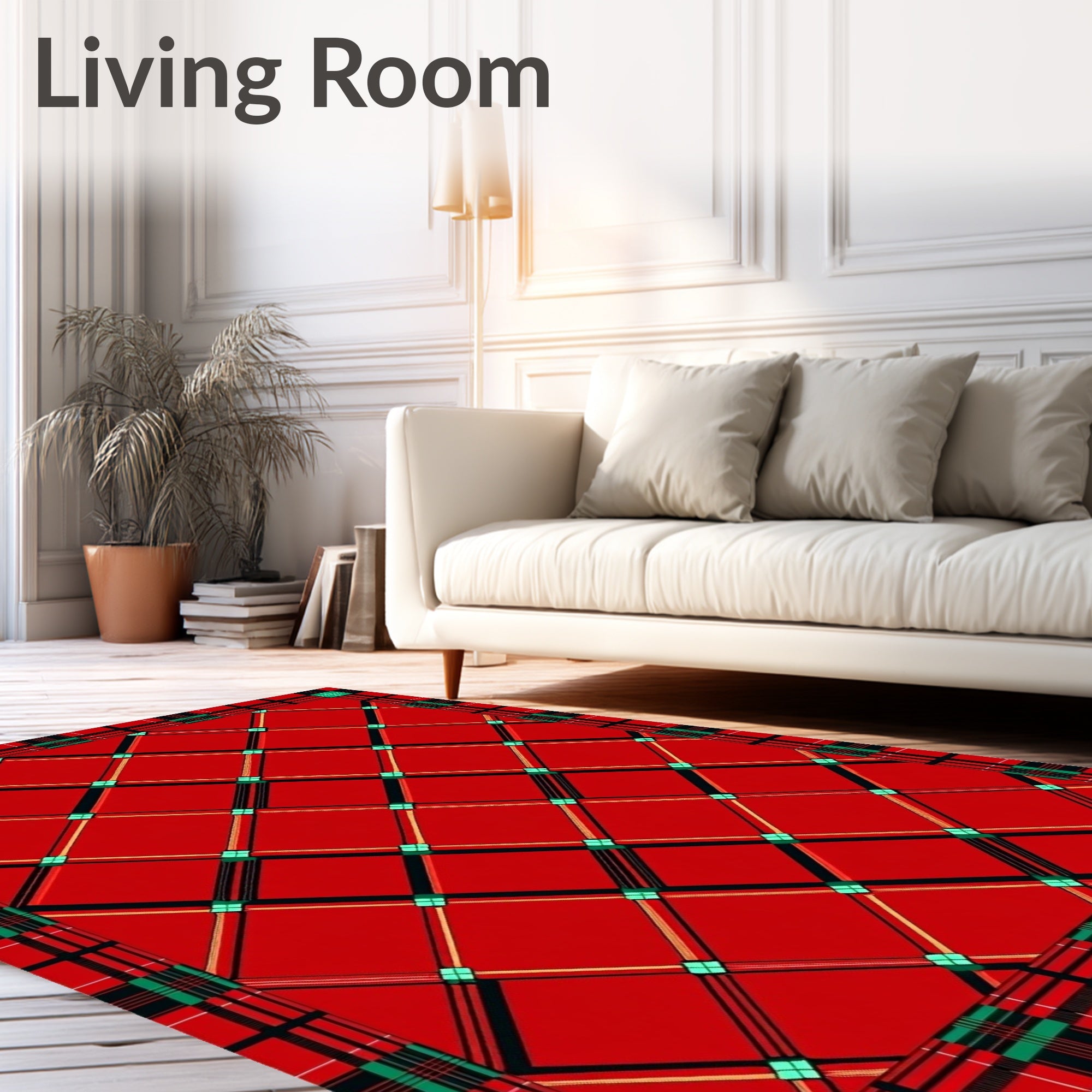 Red Tartan Diamond Lattice Rug