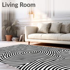 Monochromatic Swirling Labyrinth Lines Rug