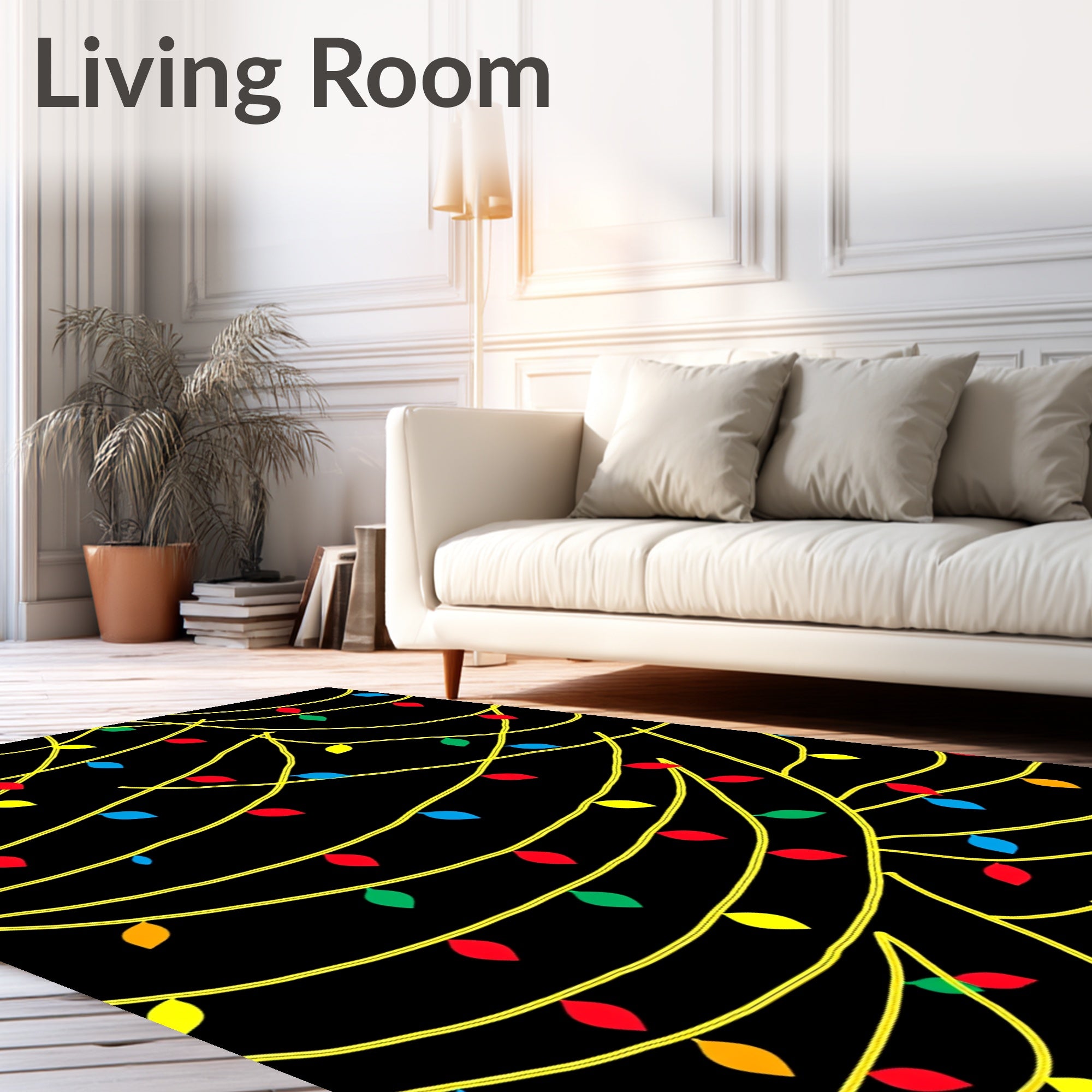 Festive Colorful String Lights Rug