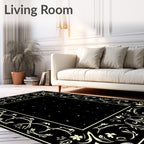 Black Ivory Classical Floral Border Rug