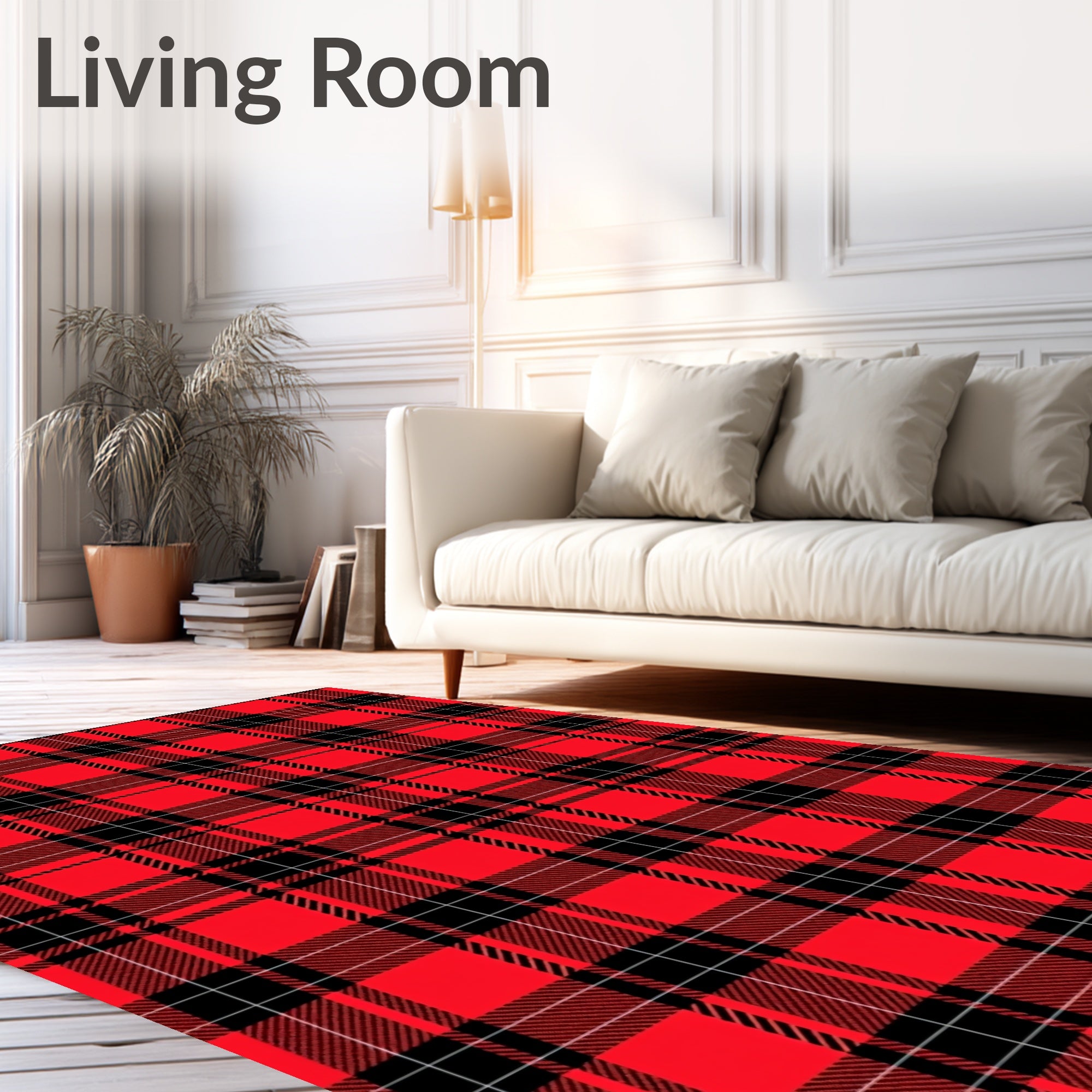 Bold Red Black Plaid Blanket Rug