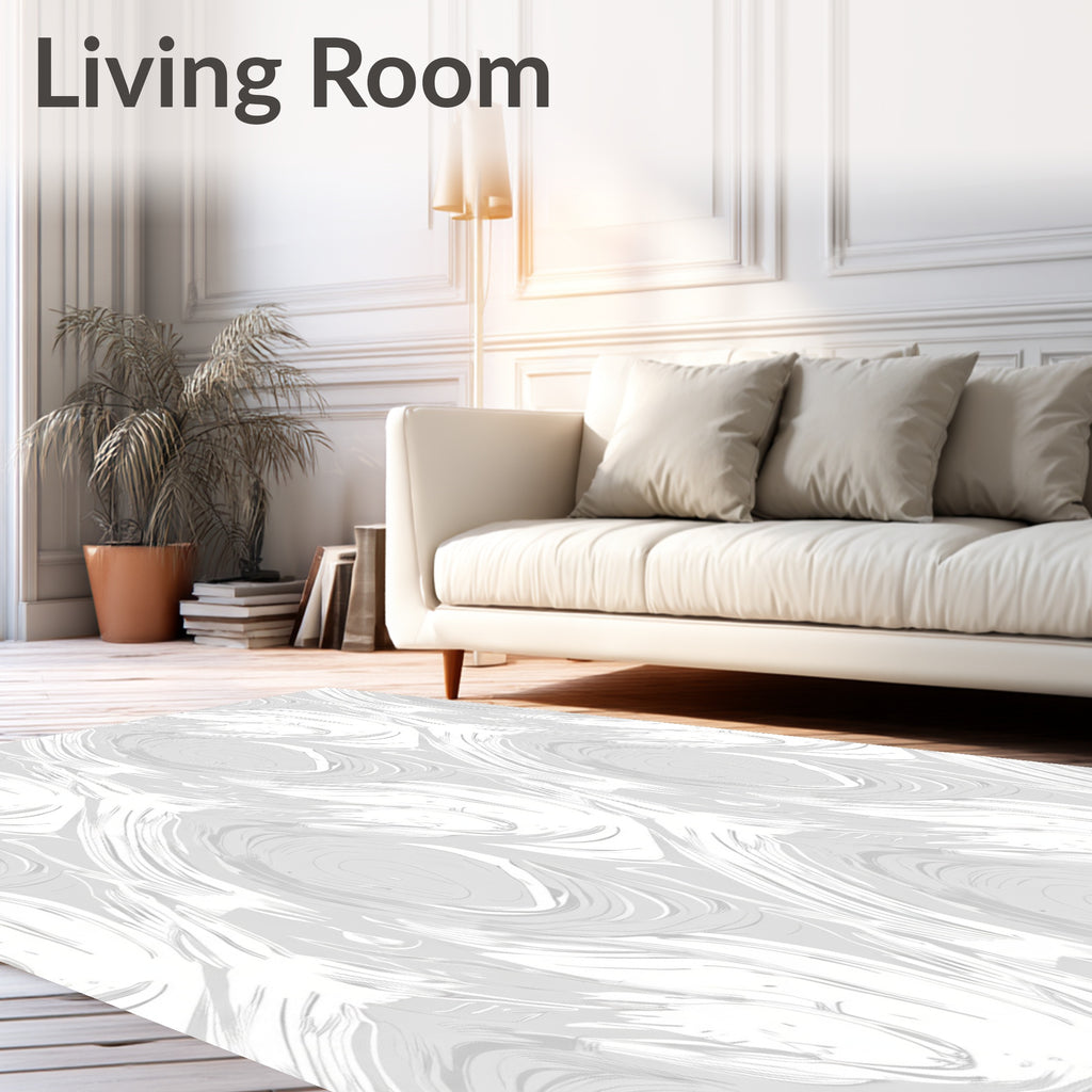 Pale Gray Swirl Abstract Rug