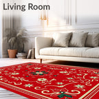 Crimson Poinsettia Swirl Ornament Rug