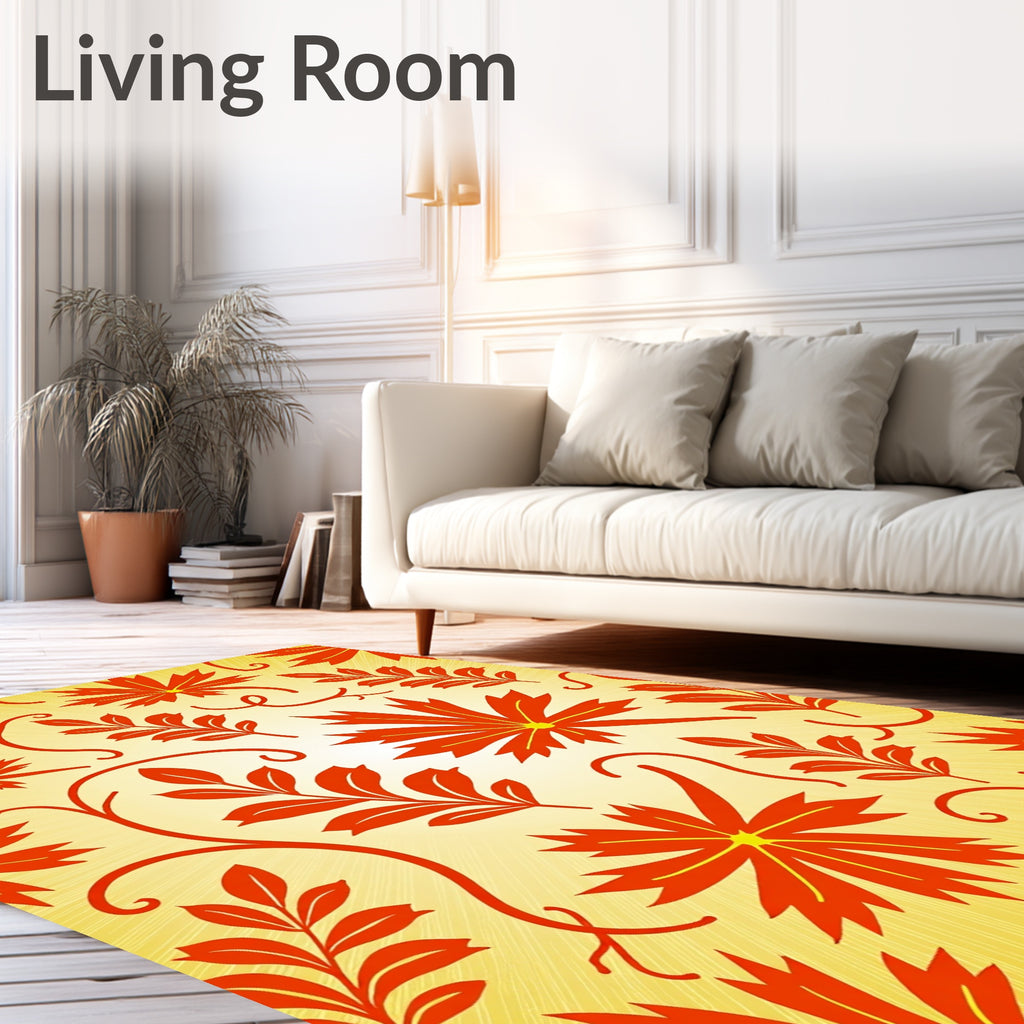 Vibrant Red Floral Vines Rug