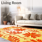 Vibrant Red Floral Vines Rug
