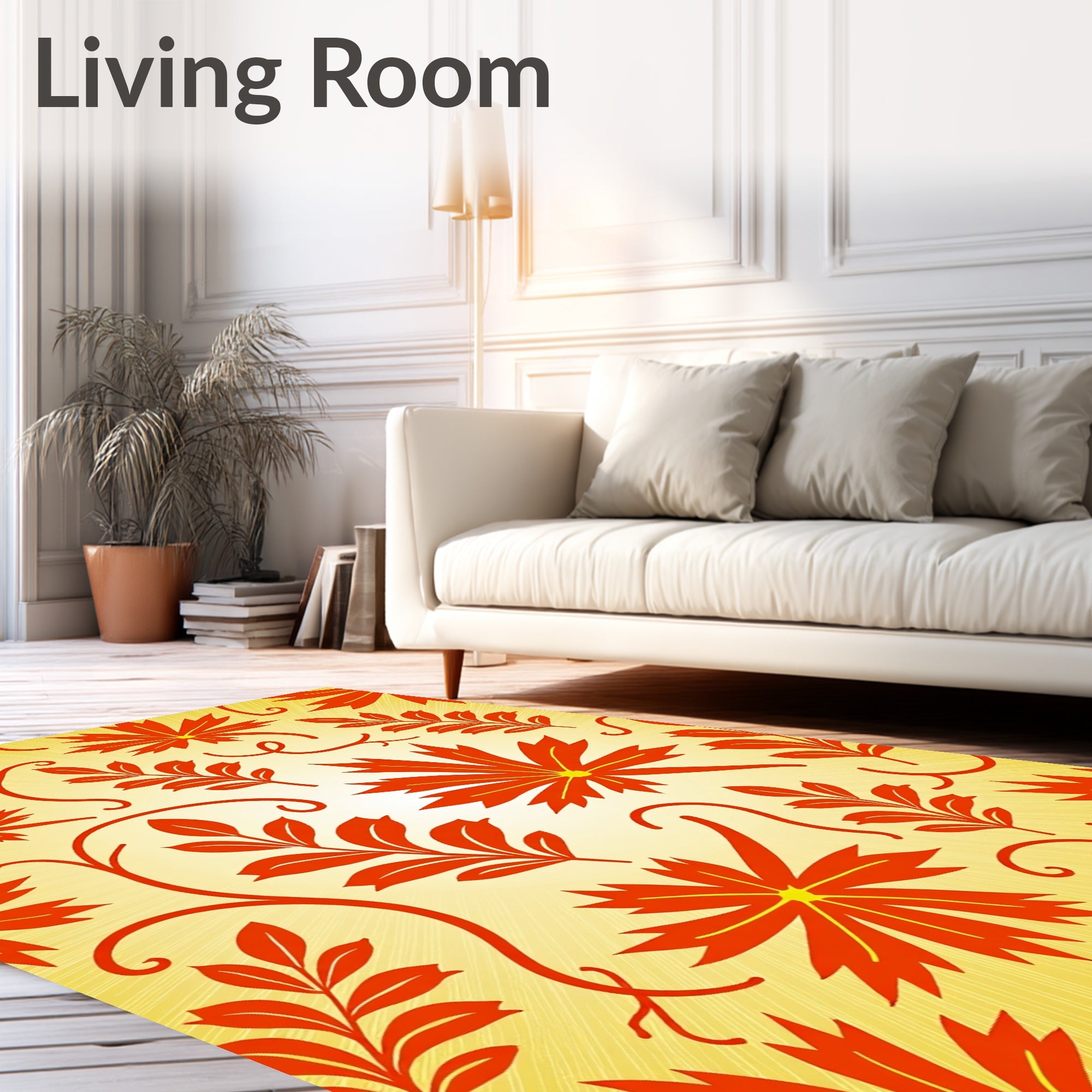 Vibrant Red Floral Vines Rug