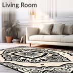 Ornate Black and Cream Mandala Rug