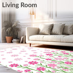 Pink Wildflower Meadow Floral Rug
