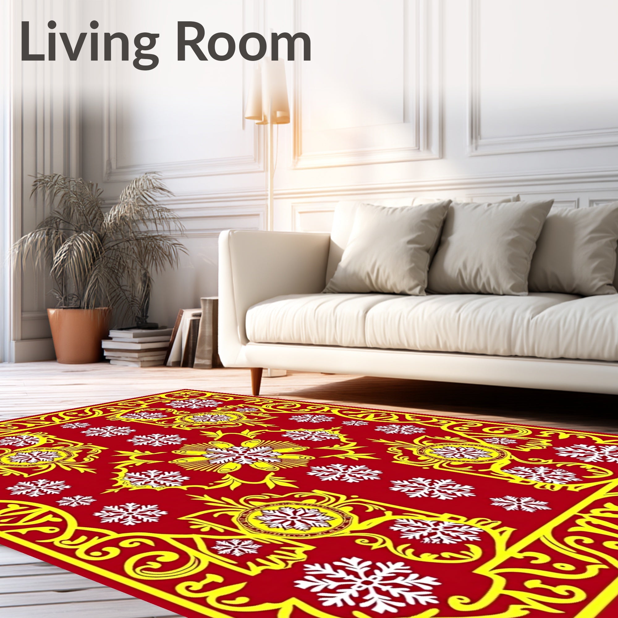 Crimson Yellow Snowflake Medallion Rug