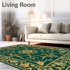 Deep Emerald Floral Ornament Rug