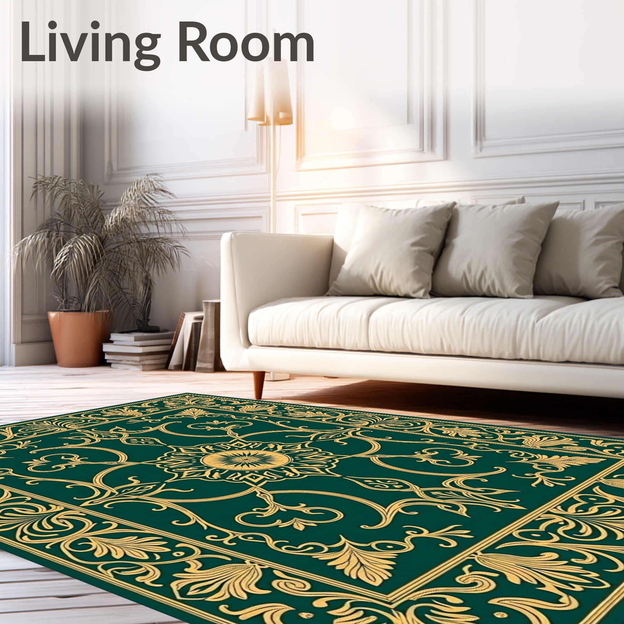 Deep Emerald Floral Ornament Rug