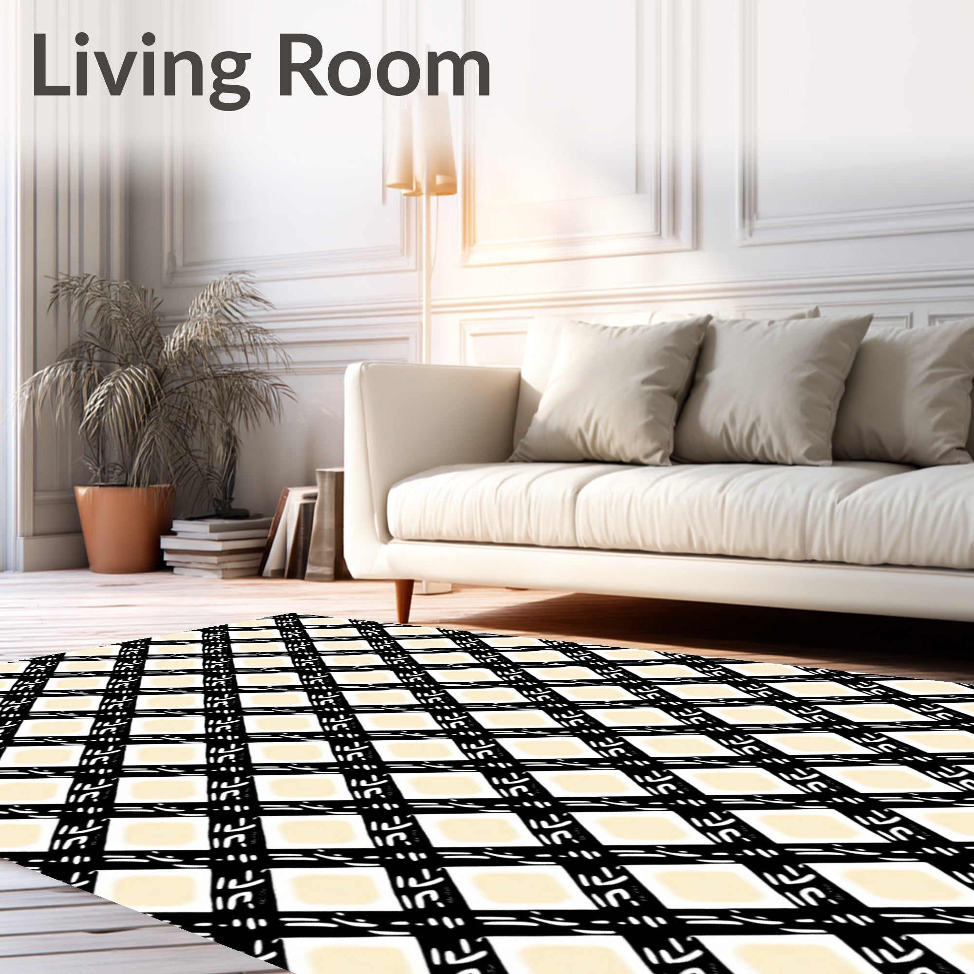 Black White Diamond Lattice Rug