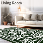 Dark Green Vintage Scrollwork Harmony Rug