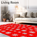 White Snowflake Scatter Red Rug