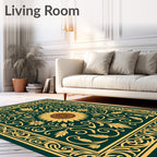Golden Sunflower Floral Scroll Rug
