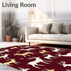 Cream White Reindeer Snowflakes Burgundy Rug