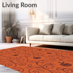 Rustic Pumpkin Vine Swirls Rug