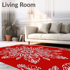 Crimson White Floral Medallion Rug