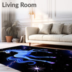 Cosmic Blue Unicorn Stars Lightning Rug