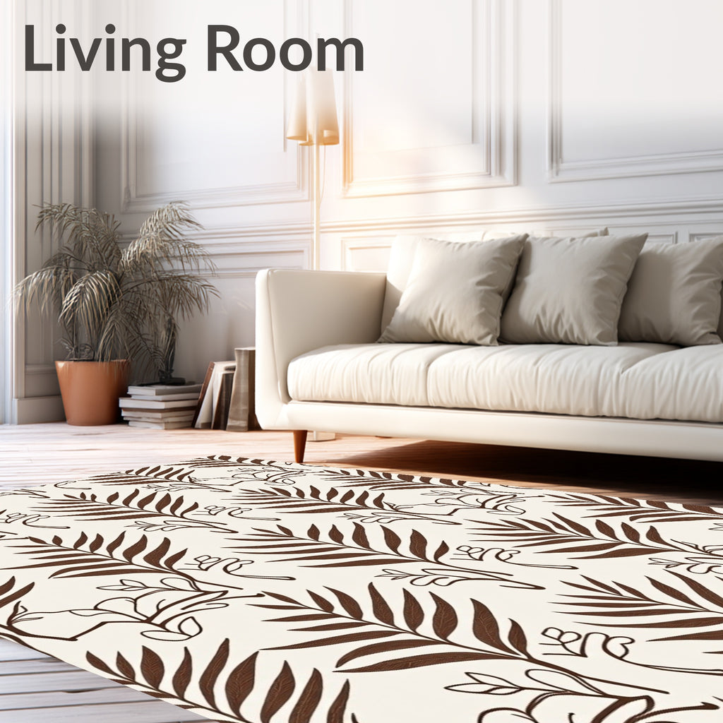Brown Leafy Branches Botanical Texture Rug