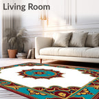 Victorian Teal Red Gold Medallion Rug