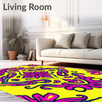 Vibrant Pink Floral Damask Jewel Tone Rug