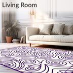Abstract Swirls Cream Deep Purple Rug