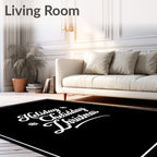 White Snowflake Holiday Christmas script Rug