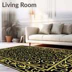 Golden Swirls Floral Border Rug