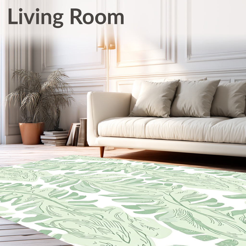Pale Green Monstera Leaf Arrangement Rug