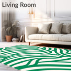 Bold Emerald Green Wavy Stripe Rug