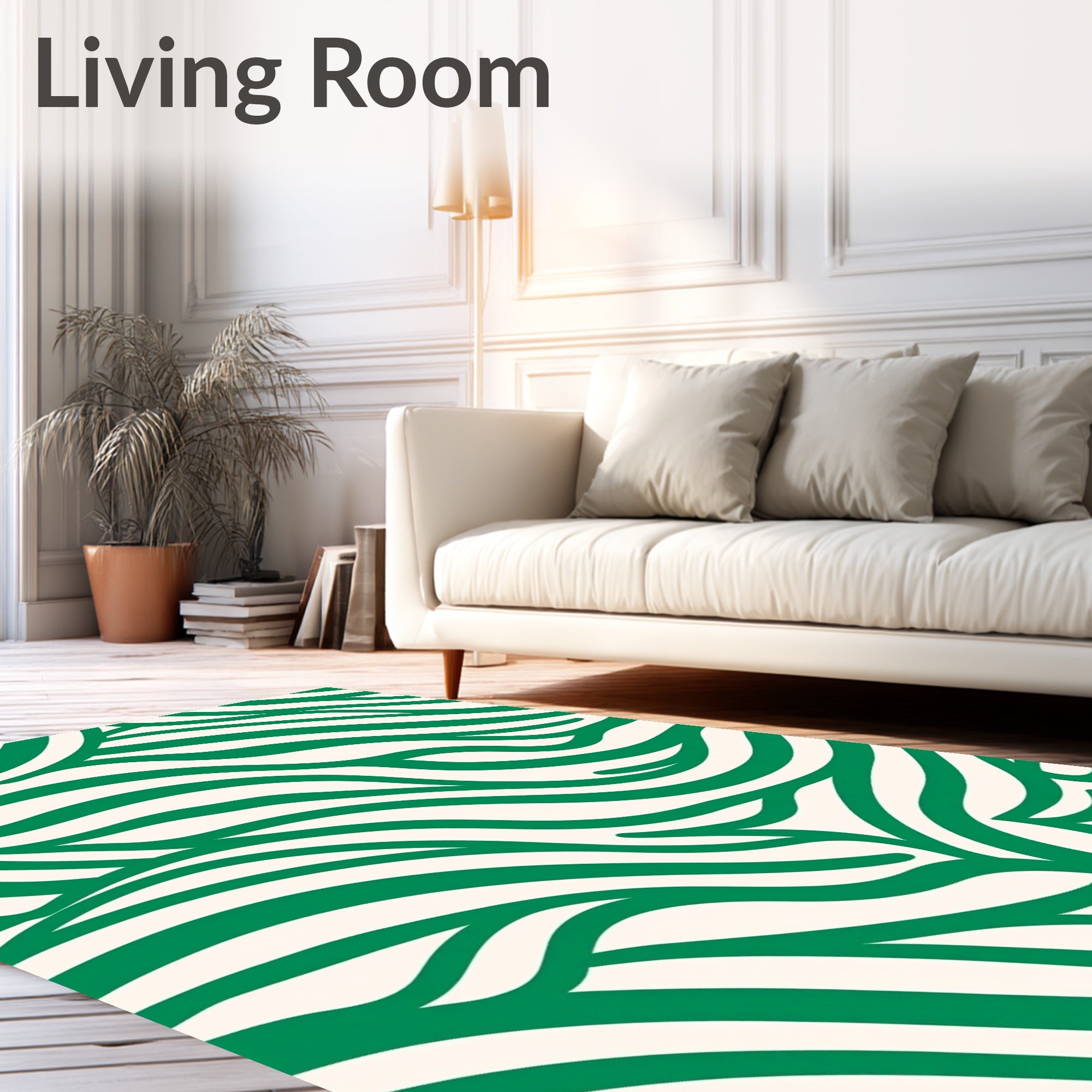 Bold Emerald Green Wavy Stripe Rug