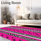 Bold Pink Figures Geometric Stripe Rug