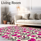 Vibrant Pink Floral Damask Rug
