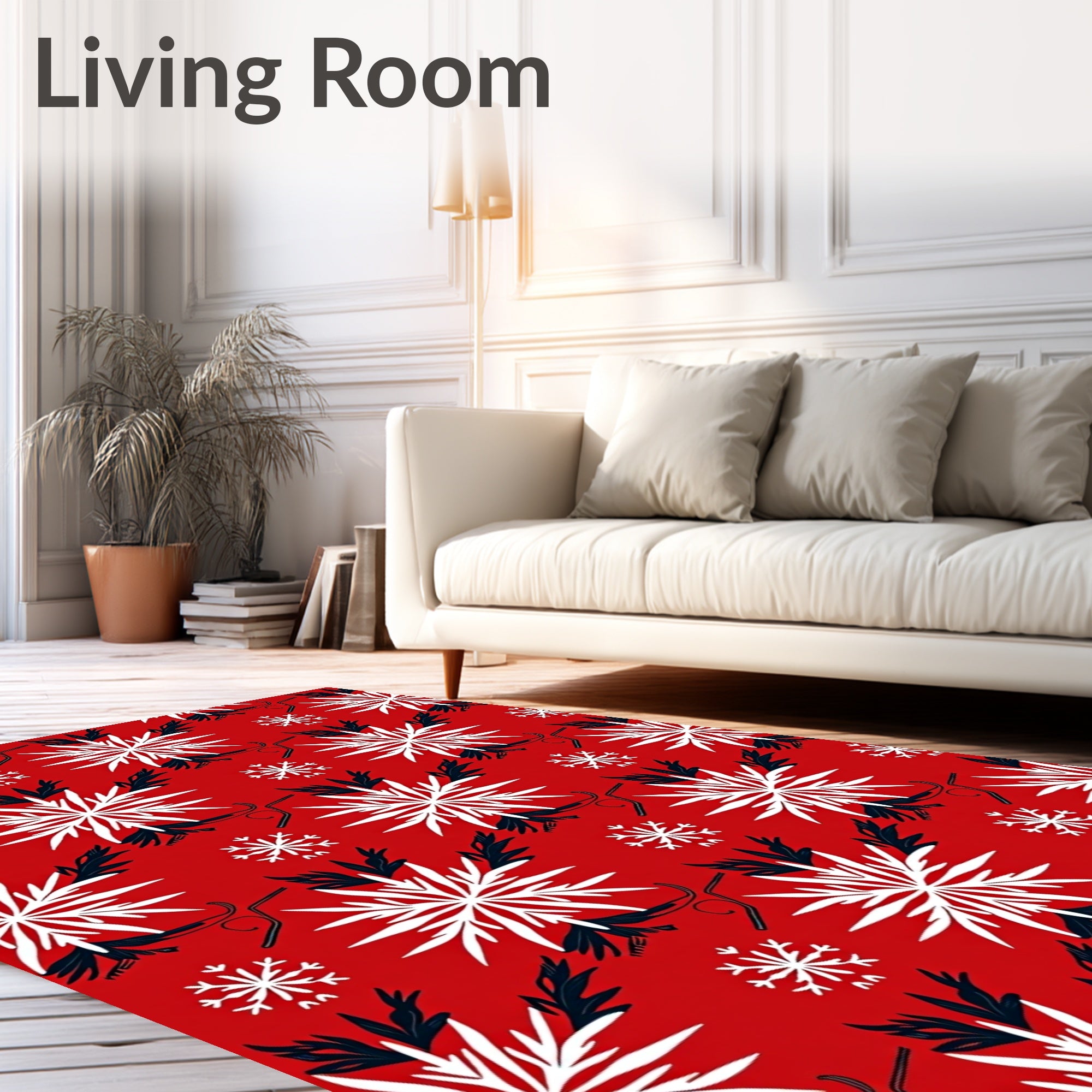 Red White Blue Snowflake Swirls Rug