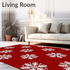 Crimson White Snowflake Medallion Rug