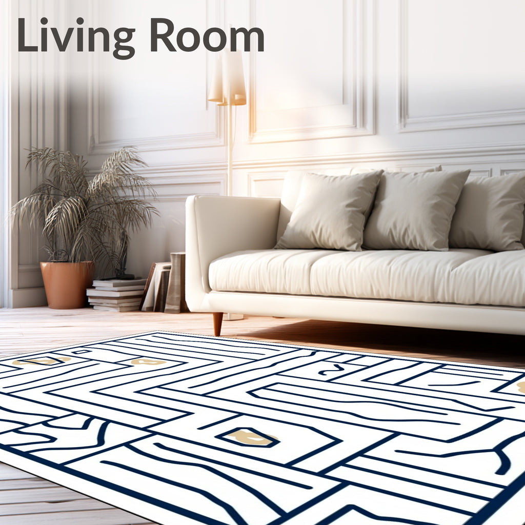 Abstract Wood Grain Geometric Overlay Rug