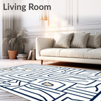 Abstract Wood Grain Geometric Overlay Rug