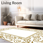 Golden Swirl Floral Filigree Border Rug