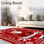 Festive Red Santa Snowflake Border Rug