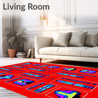 Vibrant Abstract Shapes Cool Tones Rug