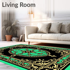 Ornate Emerald Floral Scrollwork Rug