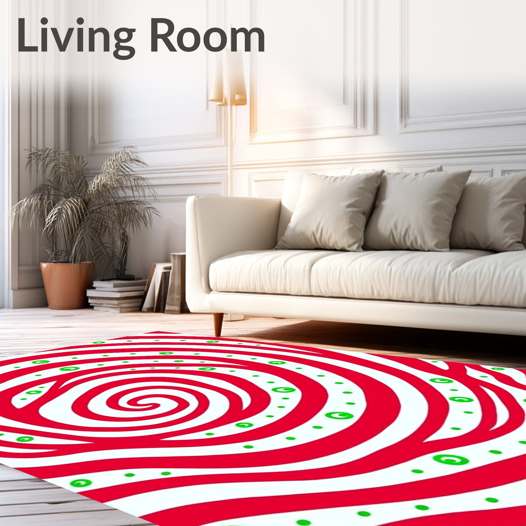 Crimson Swirl Circles Rug