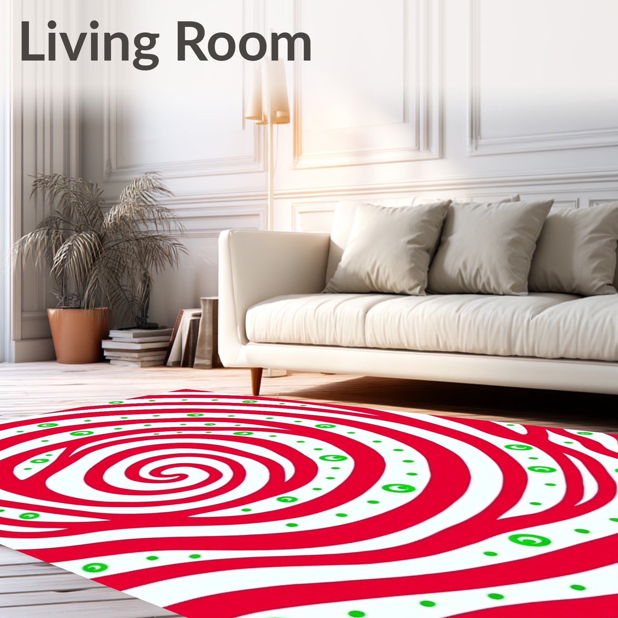 Crimson Swirl Circles Rug