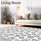 Whimsical Black White Skull Scatter Rug