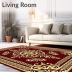 Ornate Crimson Floral Medallion Rug