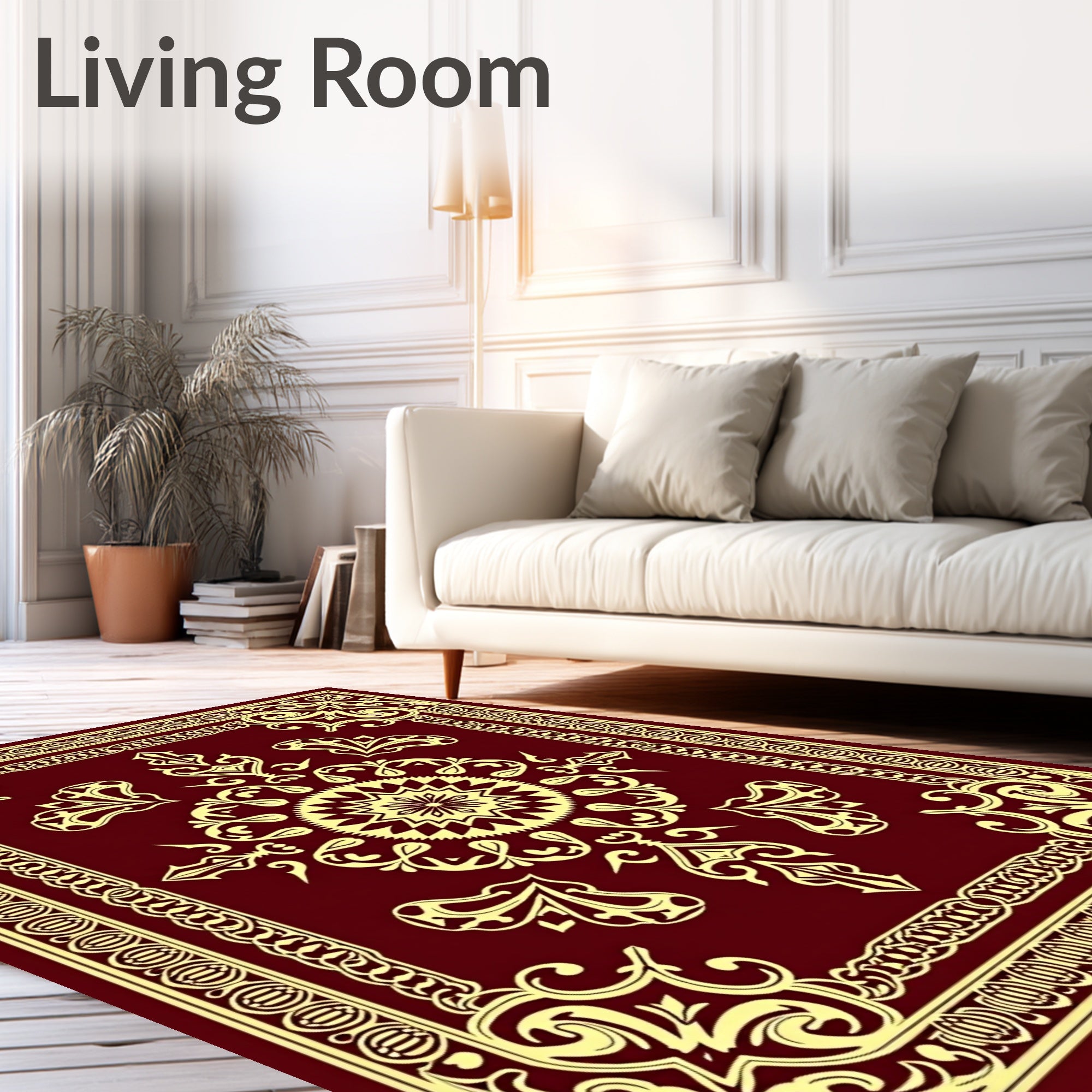Ornate Crimson Floral Medallion Rug
