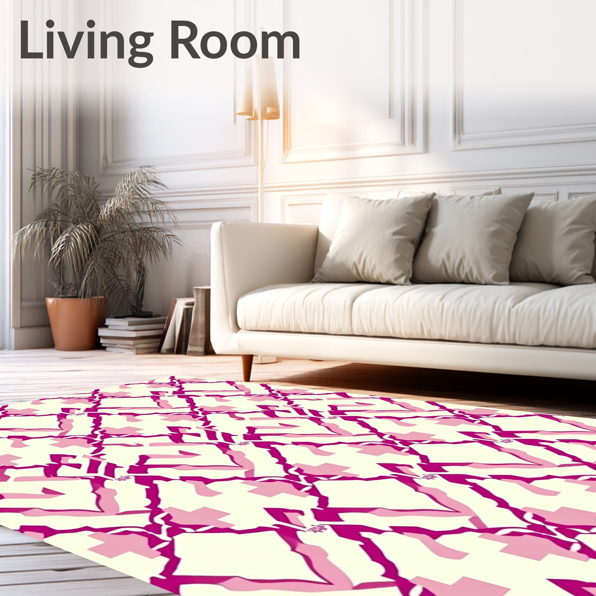 Vibrant Pink Diamond Overlaid Lattice Rug